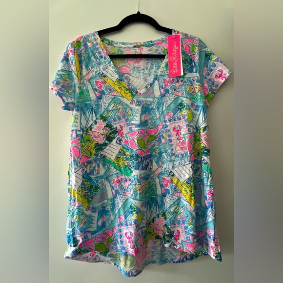 Lilly Pulitzer Tops - NWT Lilly Pulitzer Etta Top - Pop Up Wish You Were Here - Medium